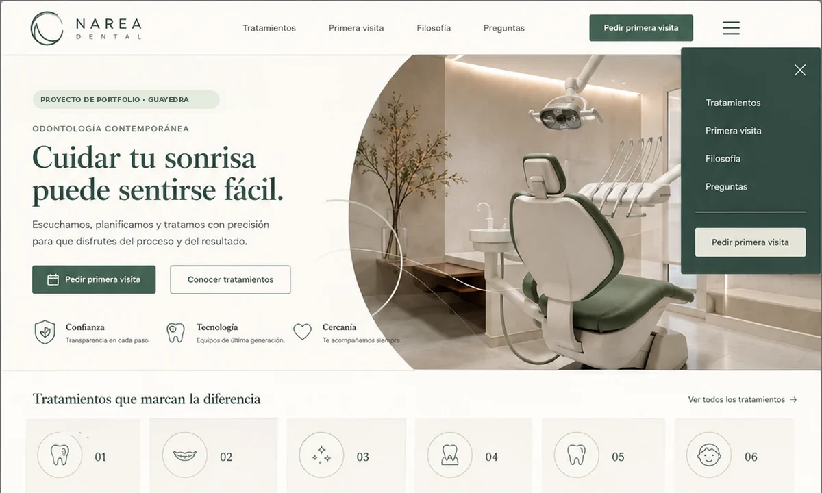Vista previa del proyecto de portfolio NAREA Dental diseñado por GUAYEDRA